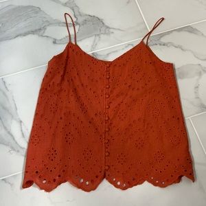 EUC Orange Eyelet Lace Tank Nordstrom Size XS